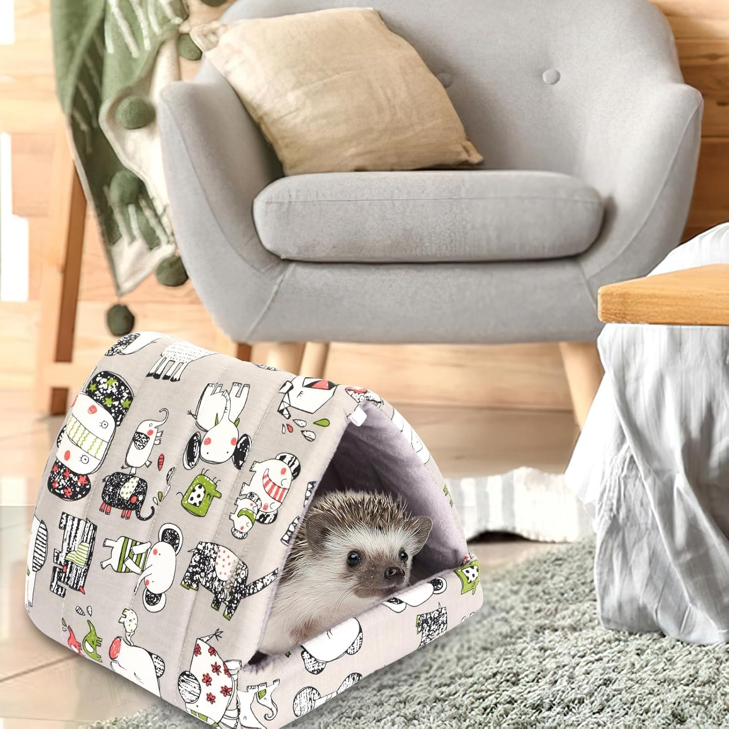 UPINS 2 Pack Guinea Pig Hideout,Guinea Pig Bed Washable Small Animal House Cage Accessories for Mouse Chinchillas Hamsters Hedgehogs Ferrets Bearded Dragons and Rats - Image 7