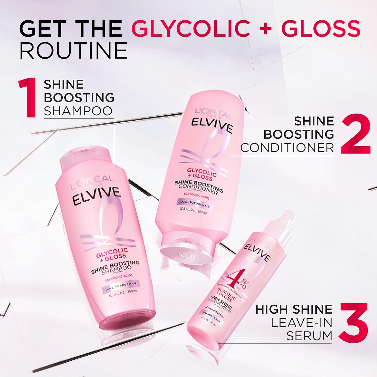 L'Oreal Paris Elvive Glycolic + Gloss Shine Boosting Shampoo, Cleanses and Smooths Dull, Porous Hair Into High-Shine, Glossy Hair, 28 Fl Oz - Image 8