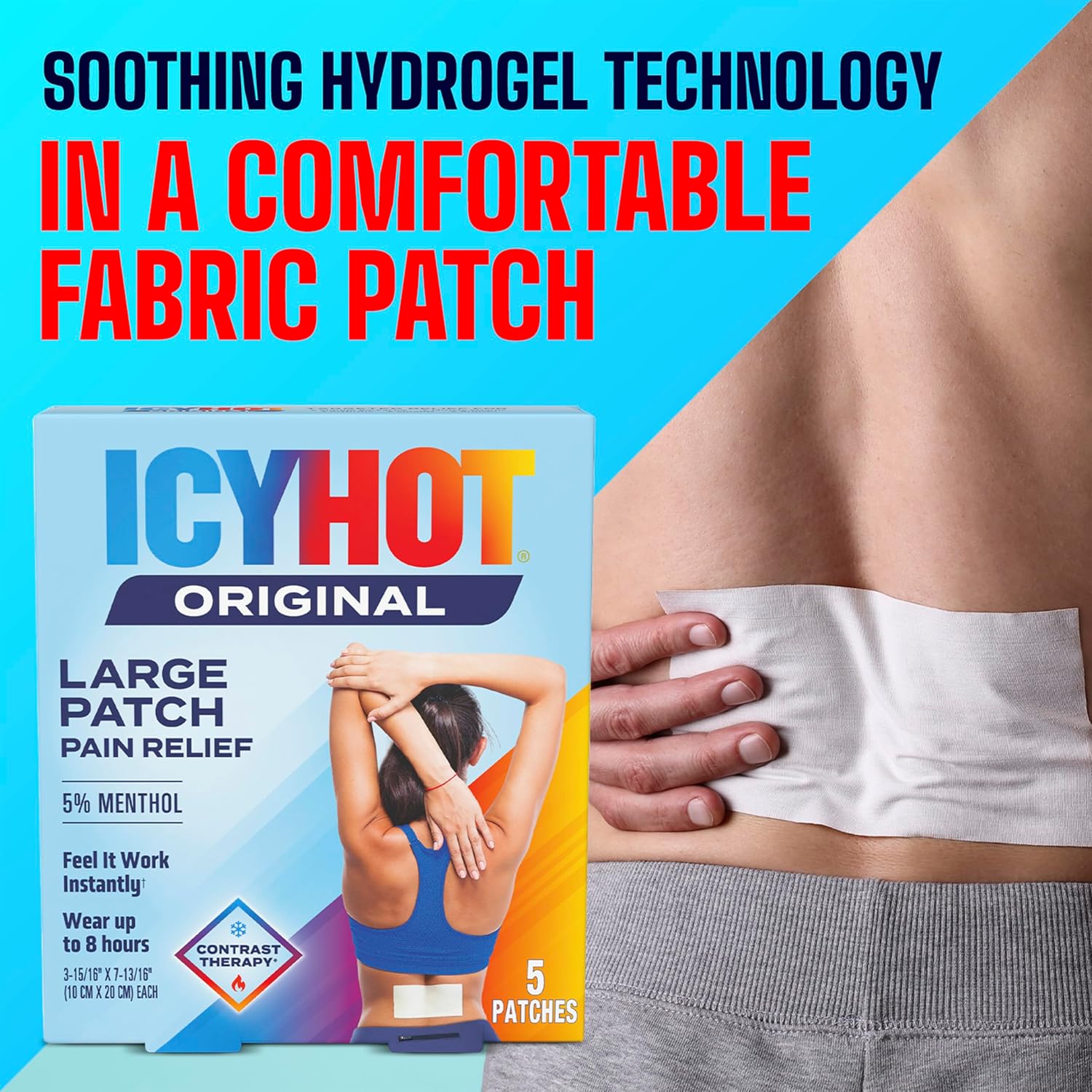 Icy Hot Medicated Patch Extra Strength Pain Relief Patch for Back or Large Area, 5 Count - Image 9