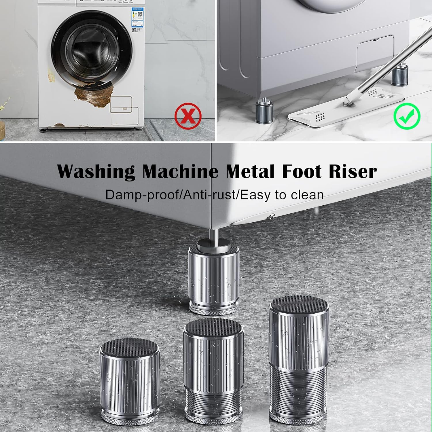 Bed Risers, 3 inch Bed Riser for Adjustable Base,4 Pcs Metal Furniture Risers Heavy Duty Suitable for Bed,Sofa,Dresser,Tables, TV Cabinet etc (Sliver 4 Pcs) - Image 7