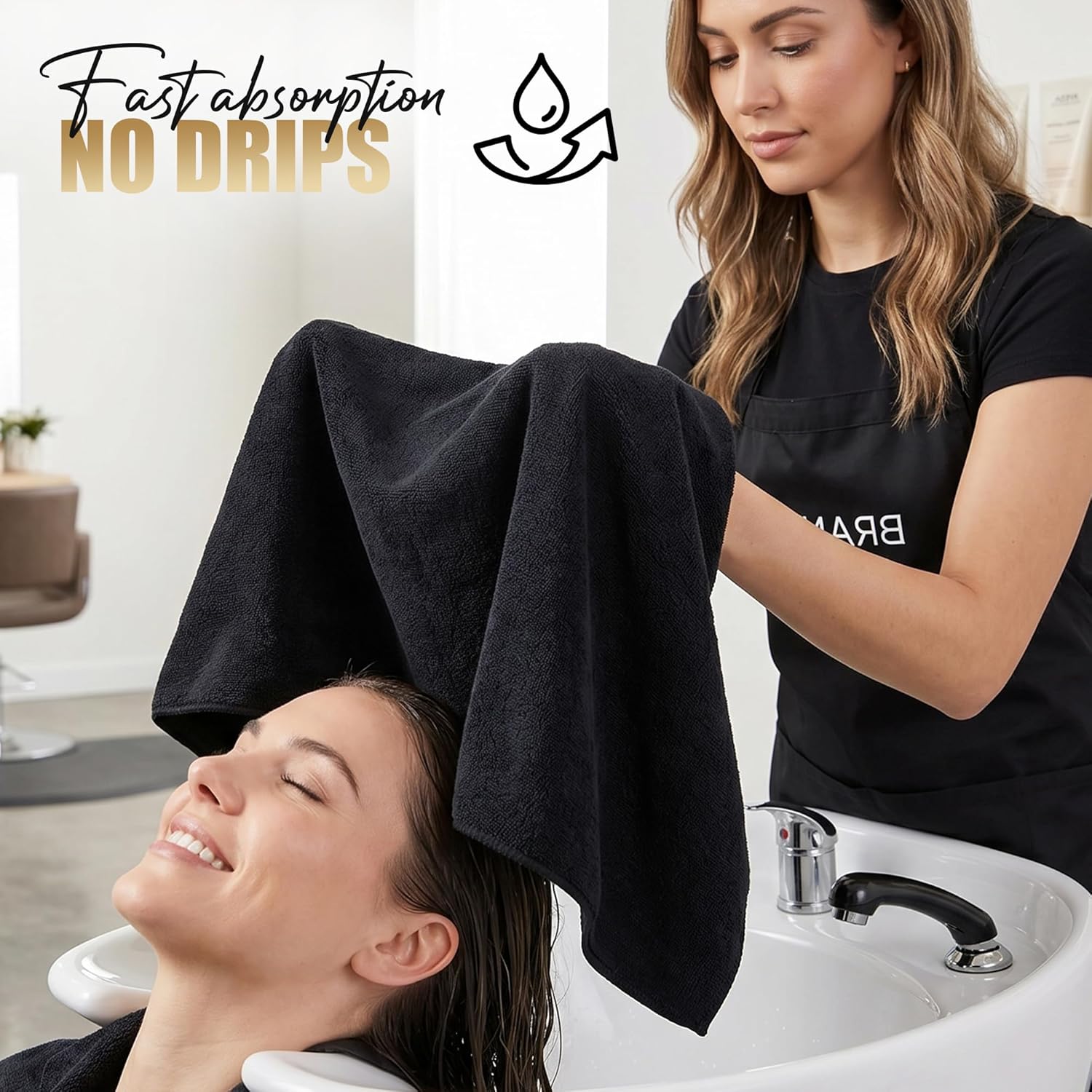 Utopia Towels Microfiber Bleach Safe Salon Towel 16 by 27 inches, 24 Pack Gym Hand Towels, Black - Image 4