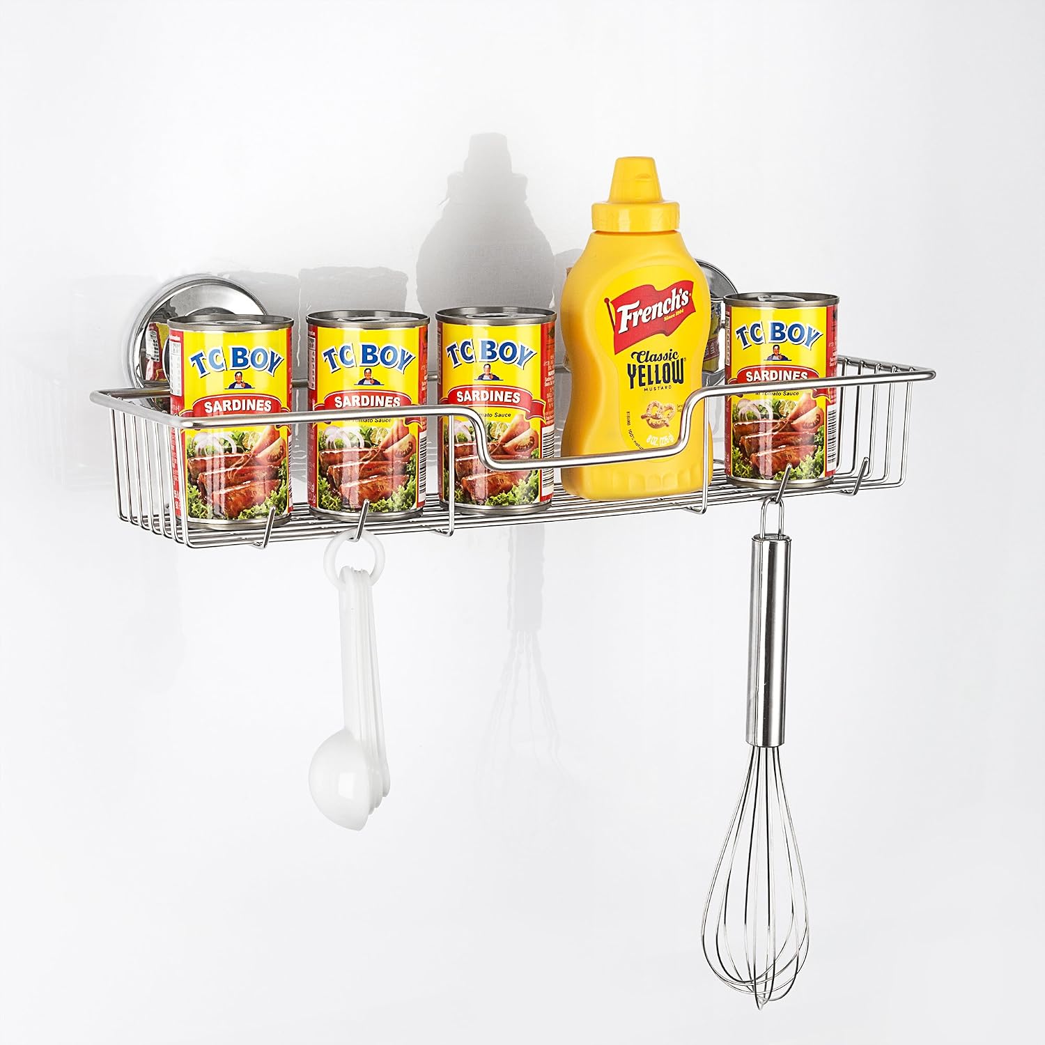SANNO Suction Cup Shower Caddy Storage Combo Organizer, No Damage Bath Shelf Suction Cup Shower Basket,Rustproof Wire Bathroom Accessories - Rustproof Stainless Steel - Image 3