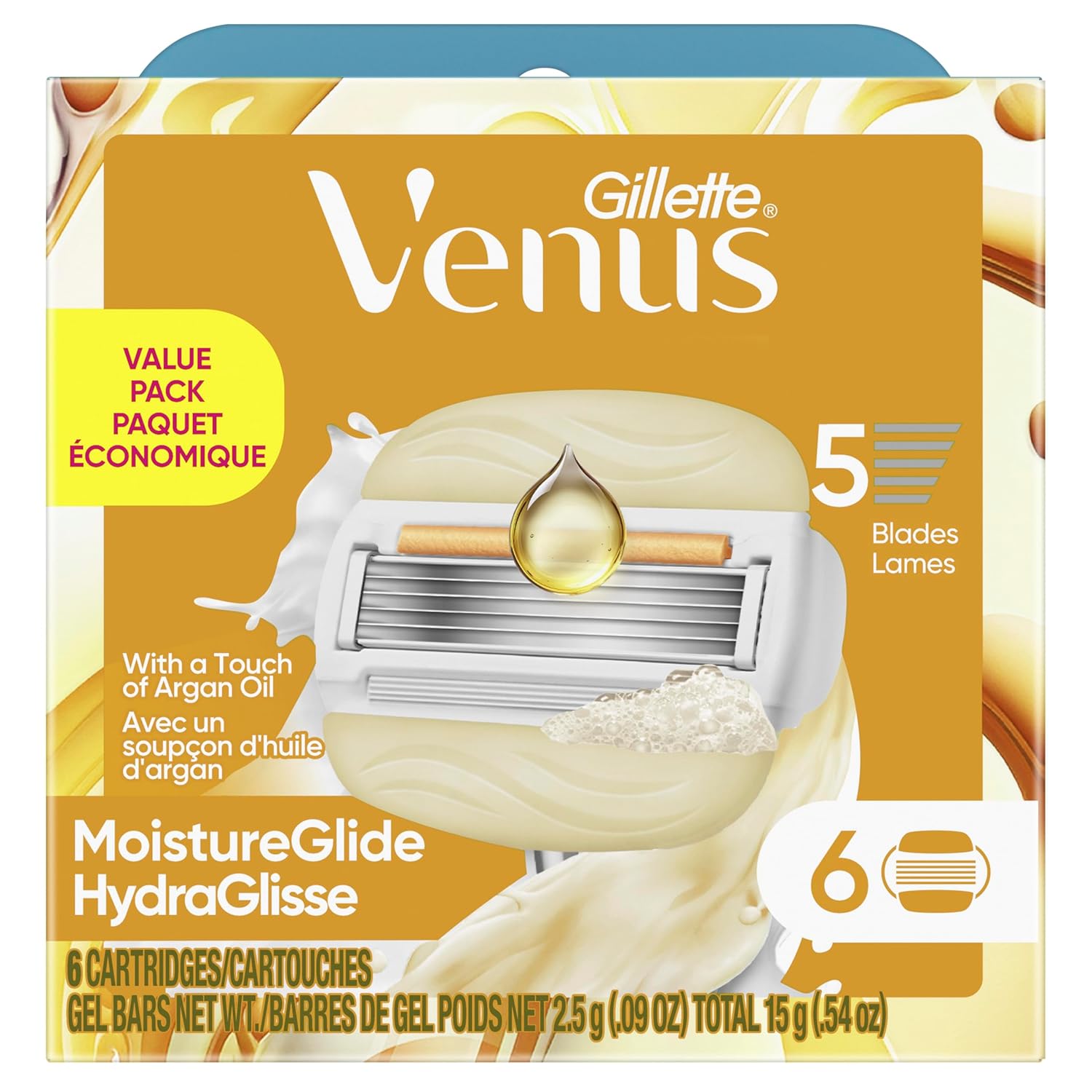 Venus MoistureGlide Women's Razor Blades, With Built-in Shave Gel Bars, 6 Razor Blade Refills - Image 9