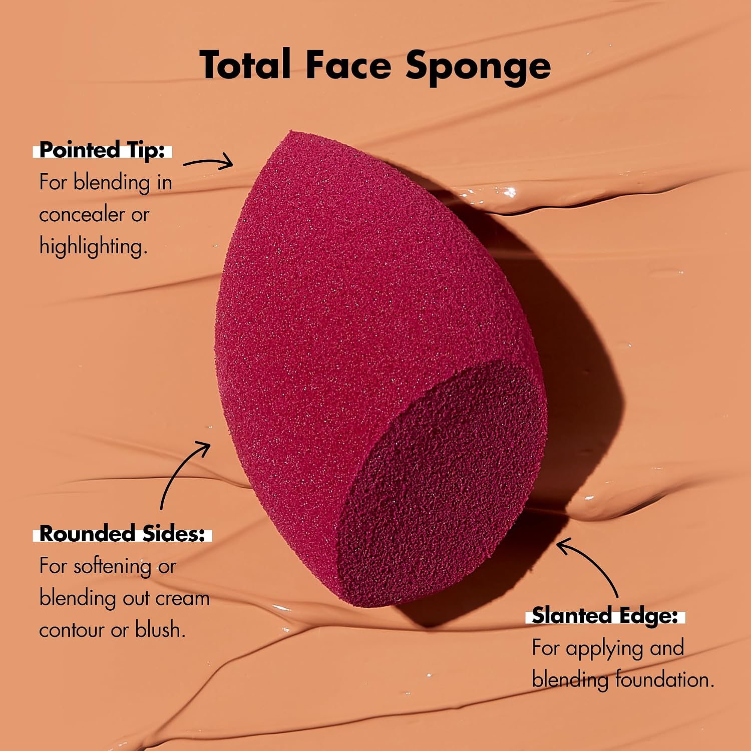 e.l.f. Total Face Sponge Duo, Plush, Multi-Sided & Latex-Free Makeup Sponges For Easy Blending Of Concealer, Highlighter & more, Vegan & Cruelty-Free - Image 4