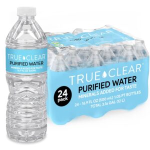 True Clear Purified Drinking Water, 16.9 fl oz Bottles, 24‑Pack, BPA‑Free, Recyclable, Perfect for Lunches