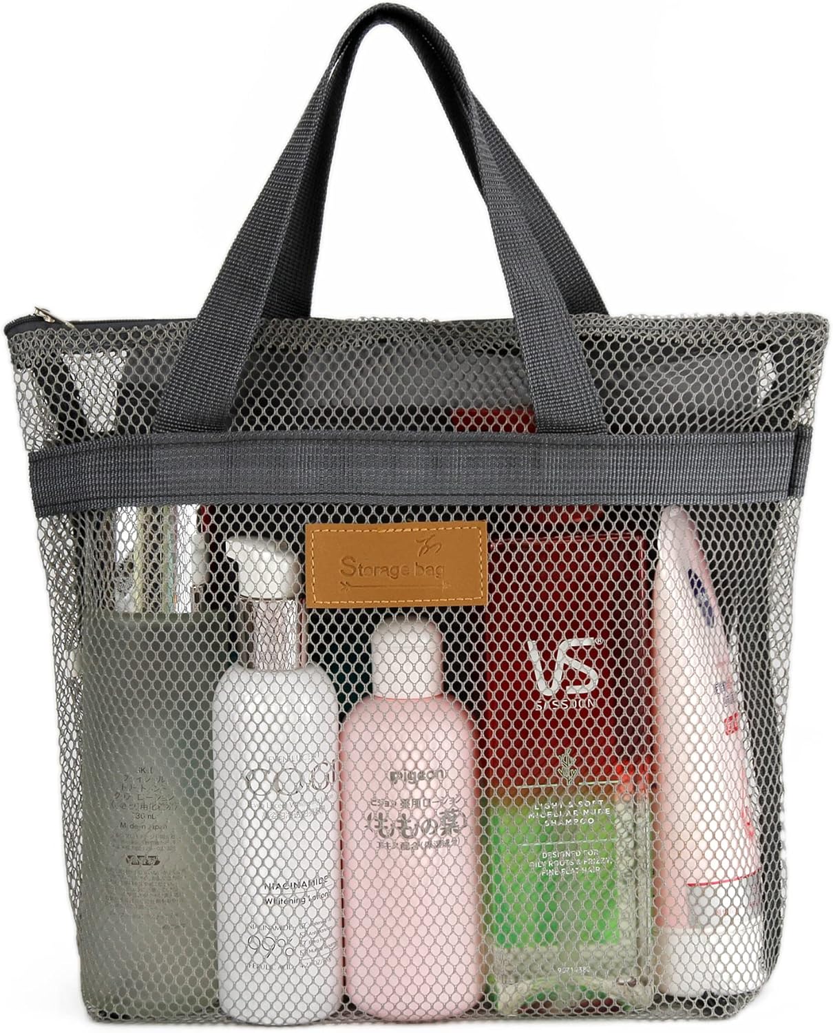 TOPASION Mesh Shower Caddy Bag Portable Hanging Toiletry and Bath Organizer with Zipper for Travel, Gym, Camping, College Dorms, Beach - Image 2