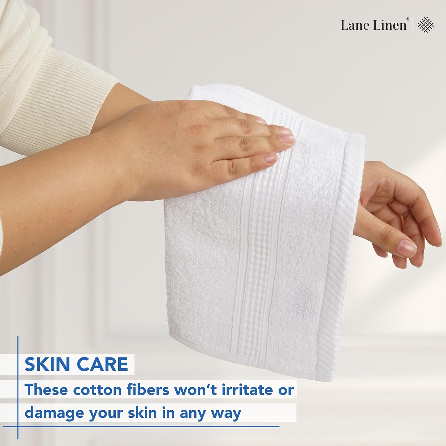 LANE LINEN 12 PC Wash Cloths Bathroom Set -100% Cotton Highly Absorbent Washcloths Bulk, Premium Spa & Hotel Quality Wash Clothes -White - Image 3