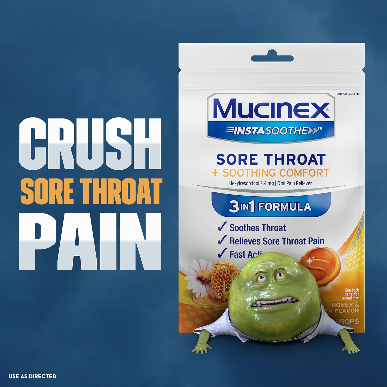 Mucinex Instasoothe Sore Throat Relief Drops, Sore Throat Lozenges, Sore Throat Medicine with Hexylresorcinol, Cough Drops Alternative, Honey & Echinacea Flavor Medicated Numbing Throat Drops, 40 ct - Image 8