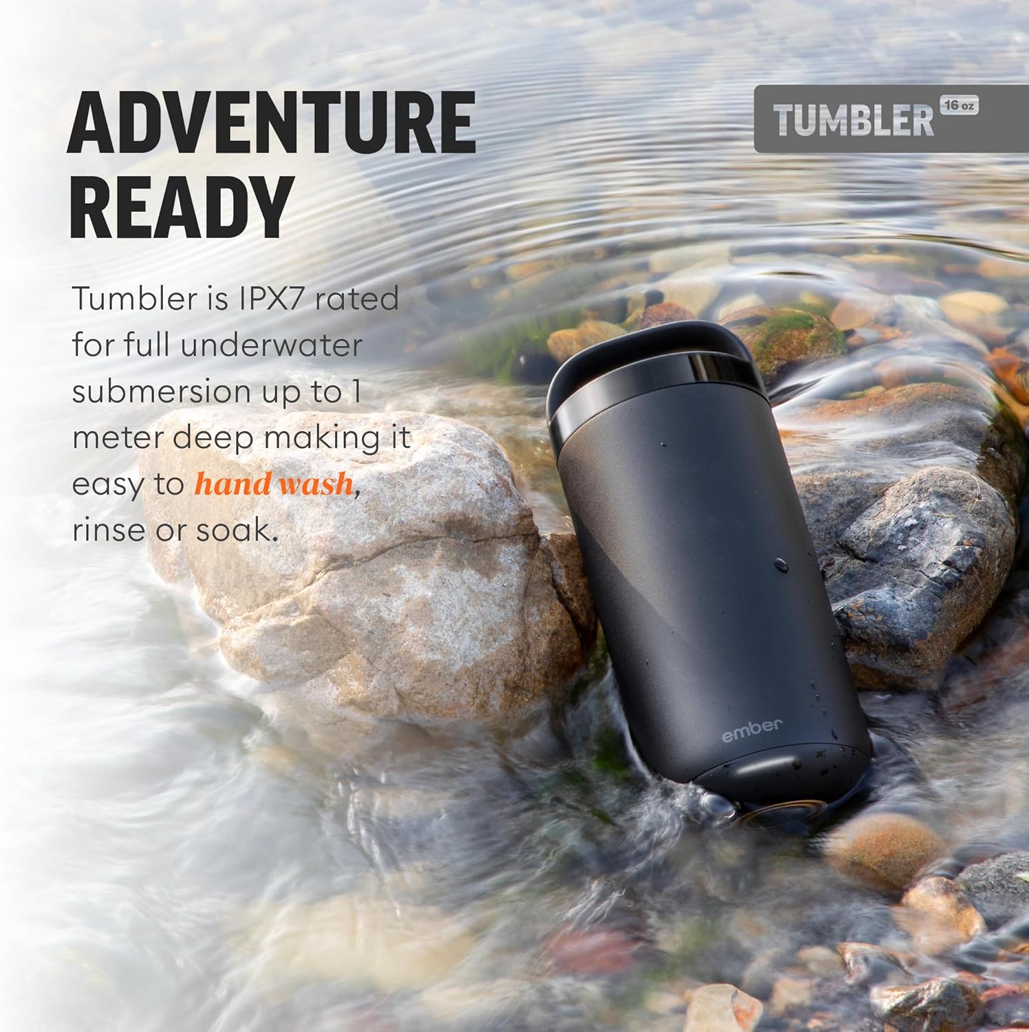 Ember Tumbler, Temperature Control Travel Mug, Stainless Steel, App-Controlled Heated Coffee Mug with 3-Hour Battery Life, Black, 16 Oz - Image 7
