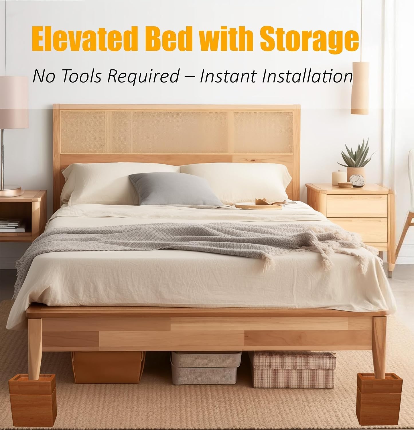 Premium Solid Pine Wood Bed Furniture Risers – 2, 4 or 5.7 Inch Heavy-Duty Elevation for Beds, Sofas, and More | 2000 Lbs Capacity | Floor Protection (Stackable Heights: 2", 4", 5.7") - Image 7