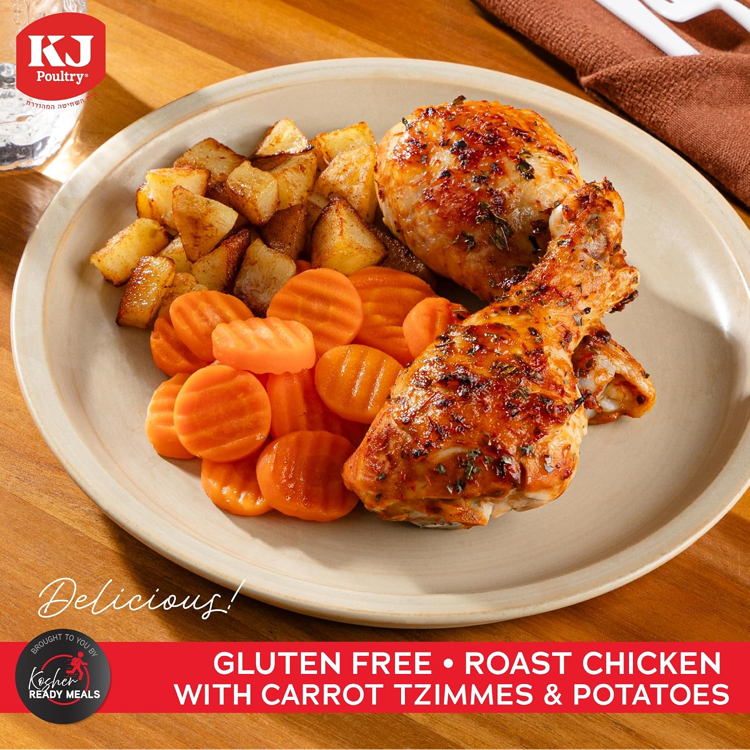 KJ Poultry Kosher for Passover Gluten Free Meals, Roast Chicken with Potato & Carrots, Halal, (1 Pack) Prepared Entree Fully Cooked, Shelf Stable Microwave Dinner, Travel Military Camping - Image 4