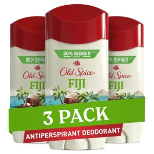 Old Spice Men’s Antiperspirant & Deodorant, 24/7 Lasting Freshness, Advanced Sweat & Odor Protection with Skin Conditioners, Invisible Solid, Fiji with Palm Tree Scent, 3.4 oz (Pack of 3)