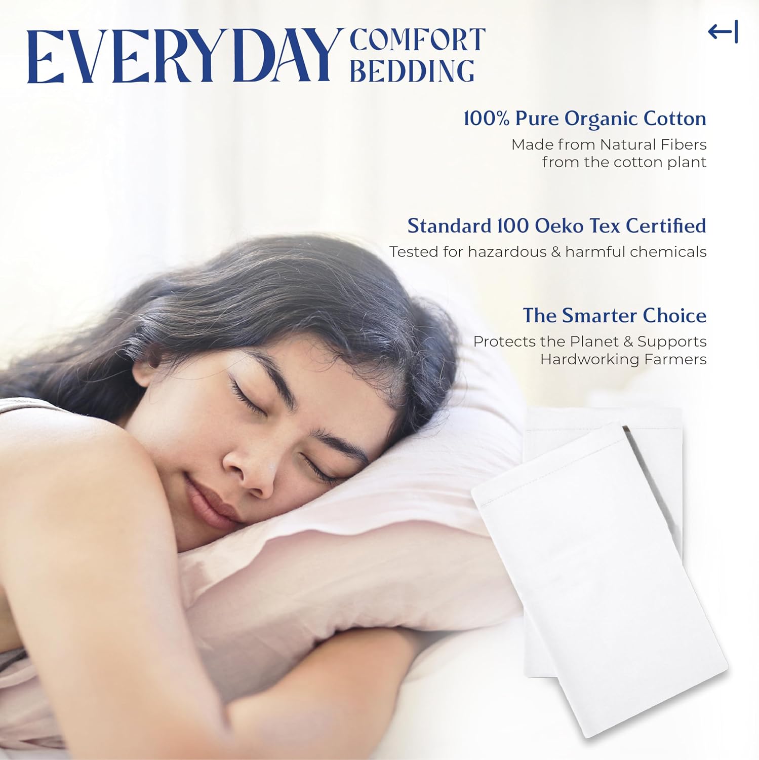 Mayfair Linen 100% Organic Cotton King Size Pillow Cases Set of 2 - Soft Hotel Quality Covers for King Size Pillows (White), Authentic GOTS Certified, Crisp, Cooling Percale Weave Cotton Pillowcases - Image 5