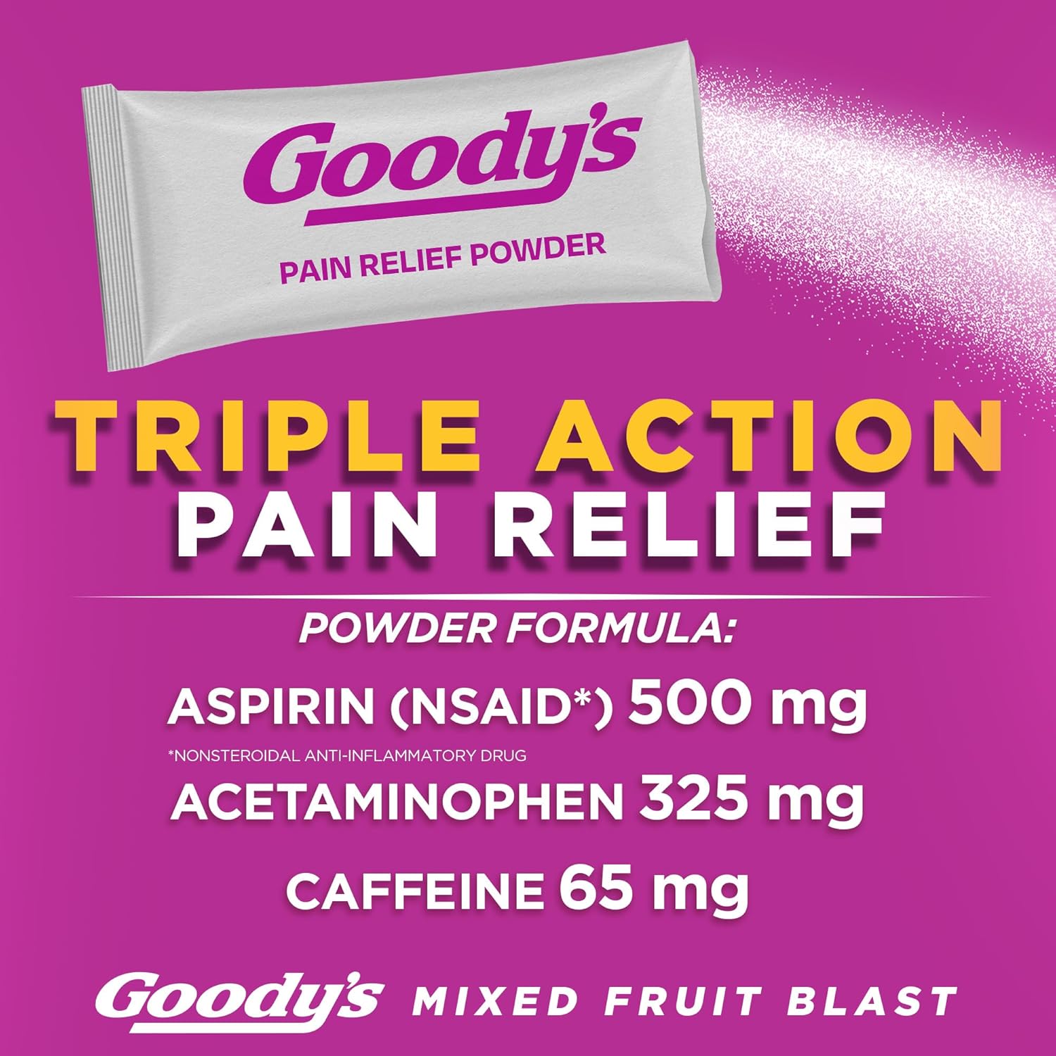 Goody's Pain Relief Powders, Extra Strength Headache Powder Mixed Fruit Blast, 24 ct (Pack of 1) - Image 3