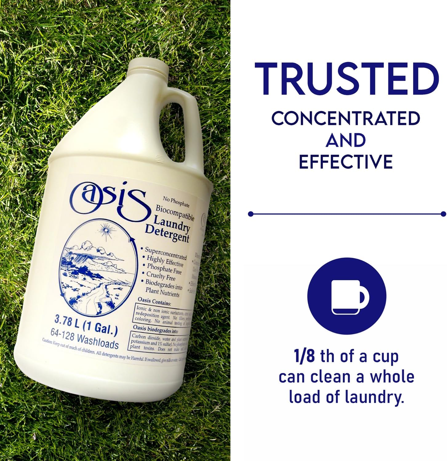 Oasis Biocompatible Laundry Detergent Liquid - Reuse Greywater for Plants - Clean, Safe, Concentrated & Effective, Grey Water Friendly, Sodium-Free, Biodegrades Into Plant Nutrients - HE 128 Loads - Image 6