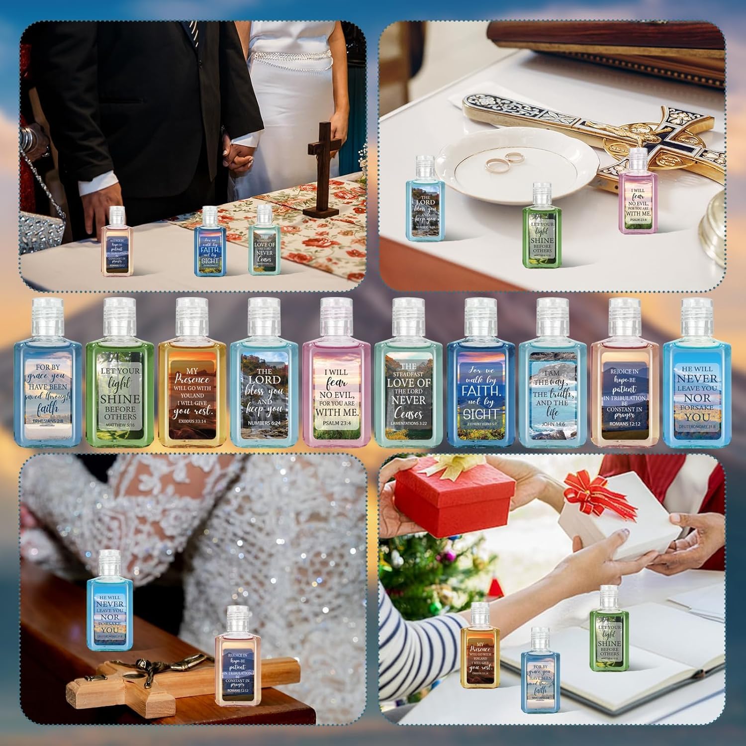 50 Pcs Christian Mini Hand Sanitizer Bulk Bible Verse Hand Sanitizer Religious Inspirational Favors 1fl oz Travel Size Hand Soap Gift for Pastor Church Prayer Christian Mother Party(Landscape) - Image 5