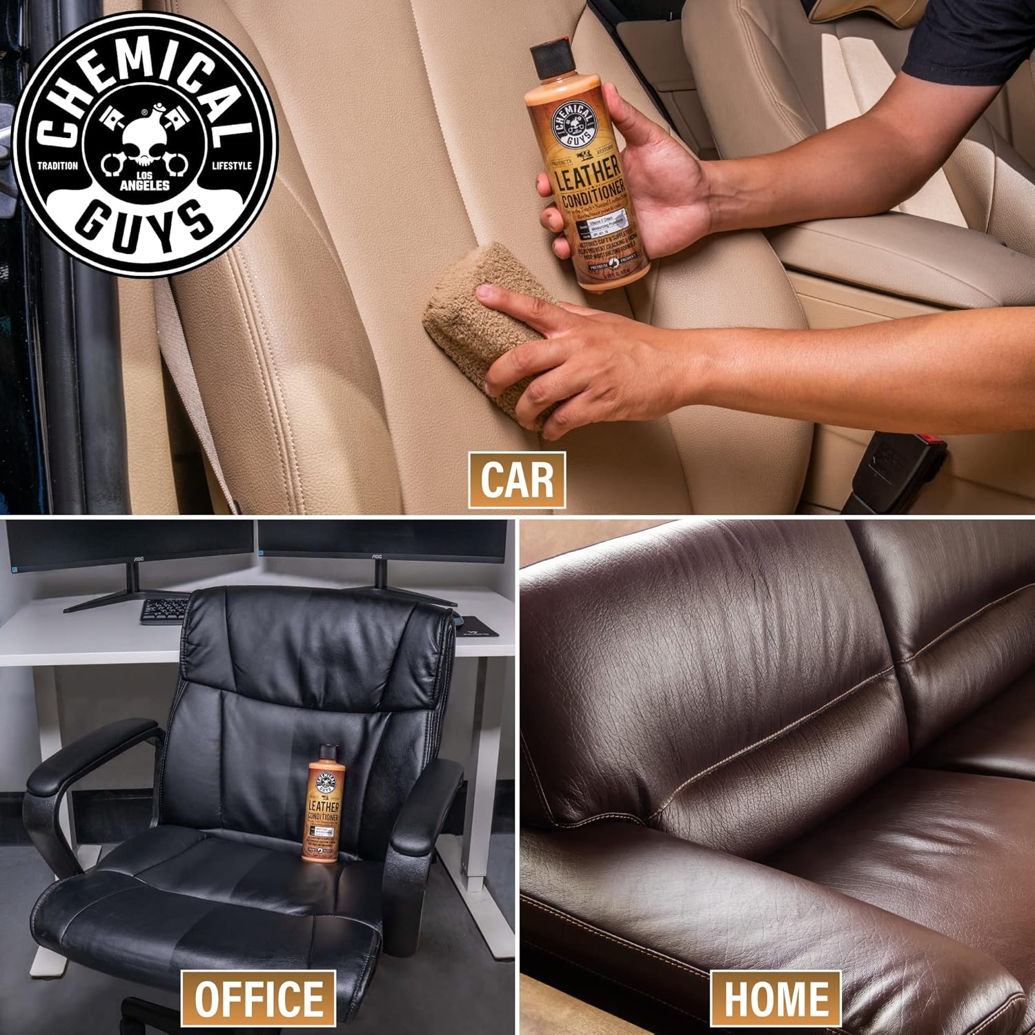 Chemical Guys Leather Cleaner and Conditioner Kit - Car Cleaner and Conditioner, Safely Cleans & Conditions Leather Car Interiors, Furniture, Shoes, Boots, Bags, Apparel & More, 2 Bottles (16 oz Each) - Image 6