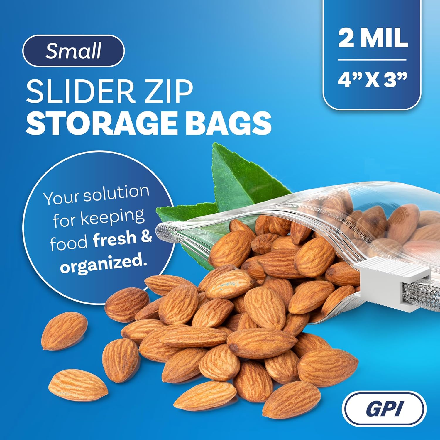 100 Count - Slider Zip Food Storage Snack Bags, 4" x 3" 2 Mil Small, Strong & Durable For Nuts, Candy, Snacks, Seeds, Jewelry & More. GPI - Image 6
