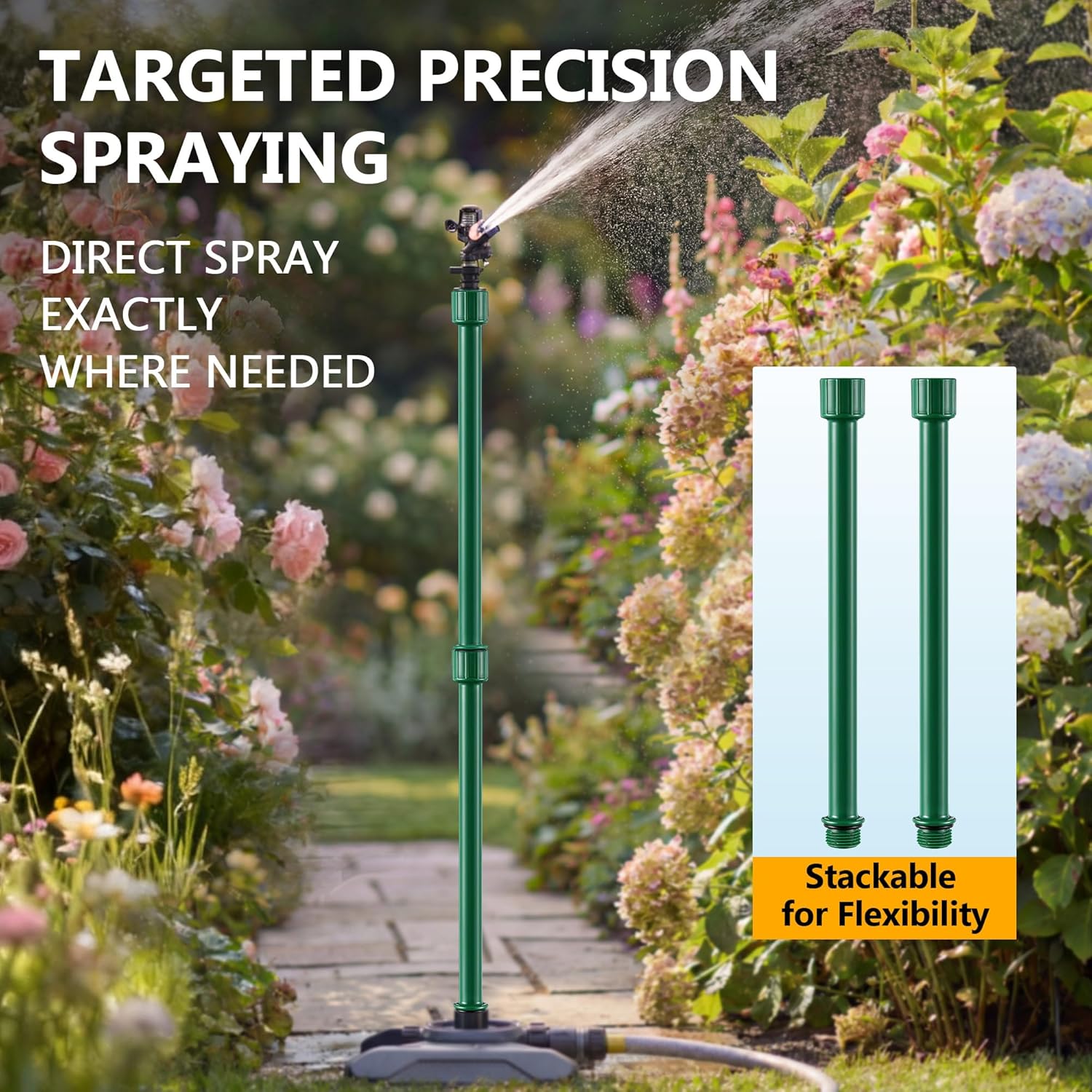 Sprinkler Extension Risers, 1/2" Male to Female Stackable Sprinkler Riser Extensions for Raising Sprinklers Heads, Irrigation Riser Tubes for Lawn, Garden Beds, Tall Plants(10 Pack,9.8 Inch) - Image 3