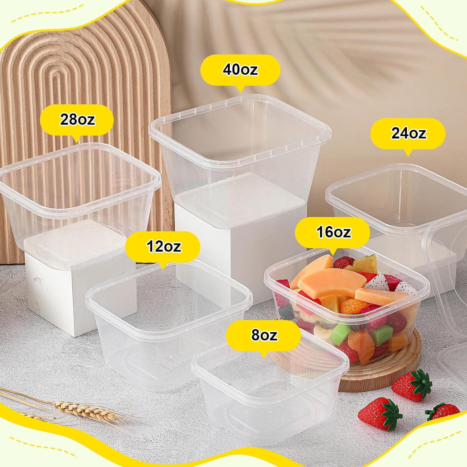 100 Pack 12 oz Deli Containers with Lids, Tamper Proof Leak Resistant Clear Plastic Food Storage Containers, Airtight Meal Prep Container for Soup Salad Tiramisu, Microwave & Dishwasher Safe - Image 8