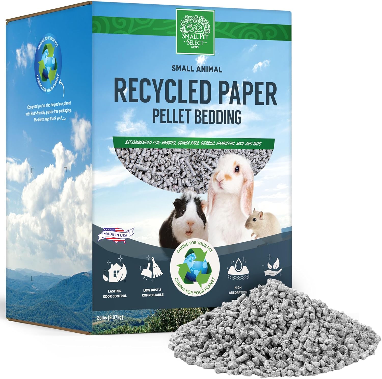 Small Pet Select Recycled Paper Pellet Bedding, Litter for Rabbit, Guinea Pig, Hamster, Bunny and Other Small Animals, 20lb - Image 2