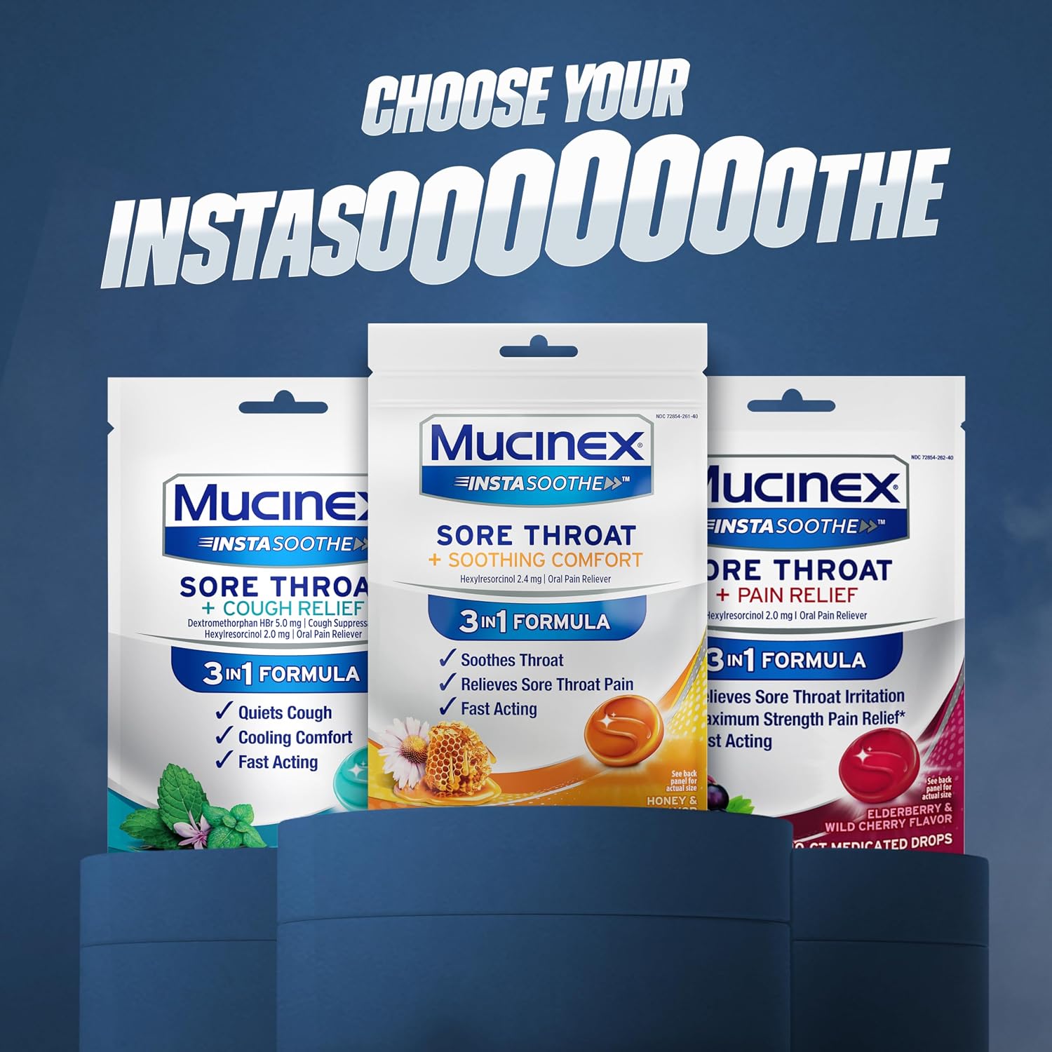 Mucinex Instasoothe Sore Throat Relief Drops, Sore Throat Lozenges, Sore Throat Medicine with Hexylresorcinol, Cough Drops Alternative, Honey & Echinacea Flavor Medicated Numbing Throat Drops, 40 ct - Image 7