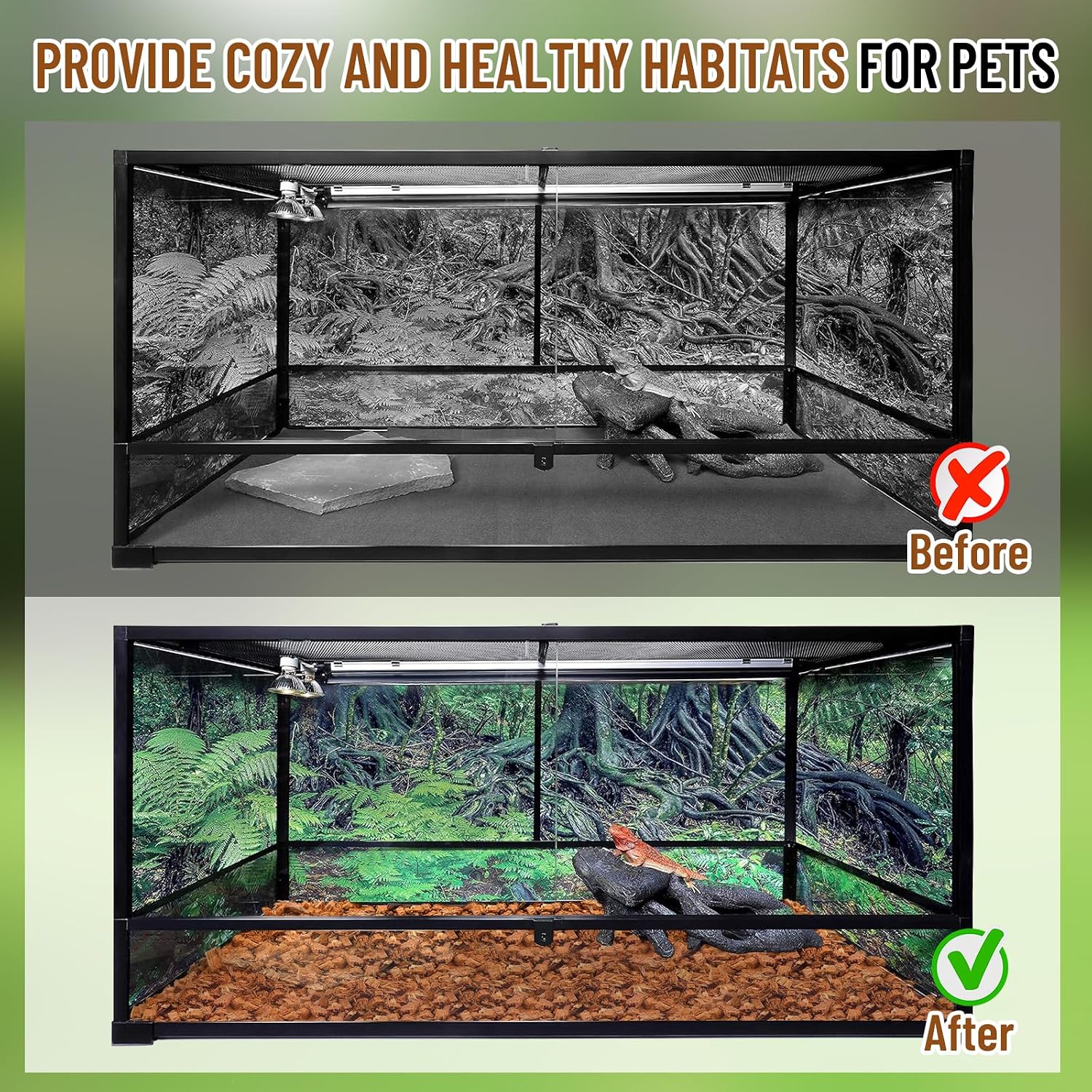 Riare 10LB Coconut Chip Substrate for Reptiles, 72 Quart Coconut Fiber Substrate Coco Chips Substrate Coconut Husk Bedding for Snakes, Tortoises, Ball Python, Bearded Dragon, Geckos, Lizards, Frogs - Image 7