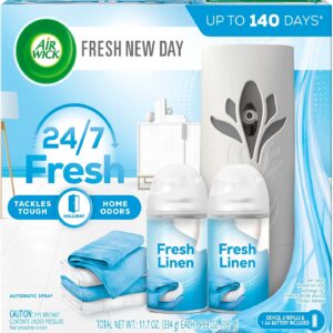 Air Wick Automatic Air Freshener Spray Starter Kit (Gadget + Refill), Fresh Linen, Air Freshener, Essential Oils