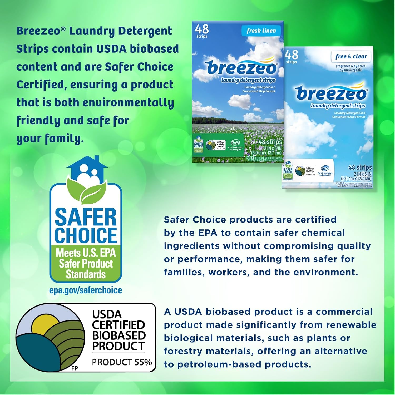 Breezeo Laundry Detergent Strips (48 strips) - Fresh Linen Scent - More Convenient than Pods, Pacs, Liquids or Powders – Great for Home, Dorm, Travel, Camping & Hand-Washing - Image 6