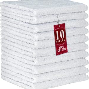 DecorRack 10 Pack 100% Cotton Wash Cloth, Luxurious Soft, 12 x 12 inch Ultra Absorbent, Machine Washable Premium Quality Washcloths, White (10 Pack)