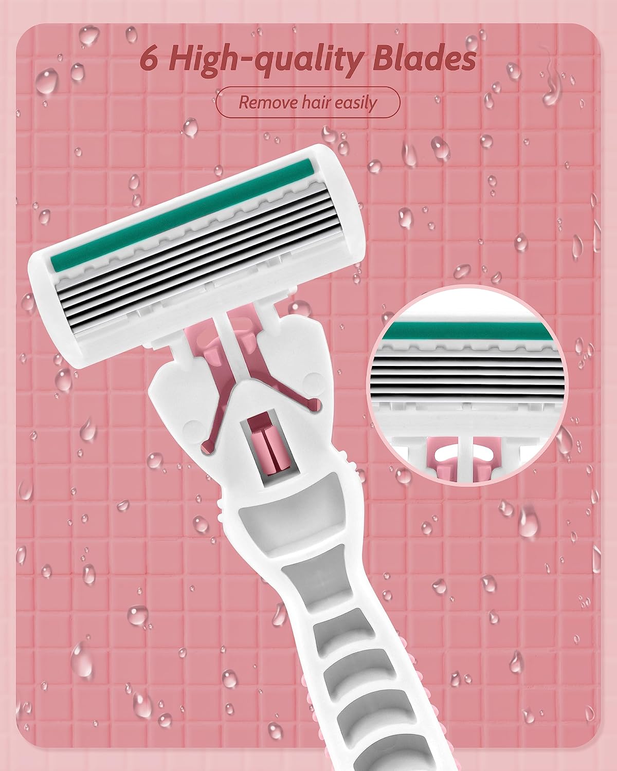 Razors for Women Sensitive Skin, 6 Blades Women’s razors for Shaving, including 1 Travel Razor for Women with 12 Blade Refills - Image 5
