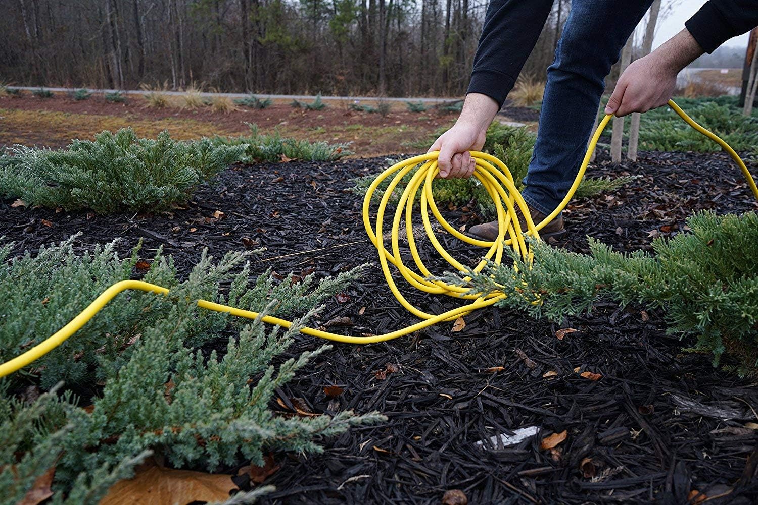 Southwire Outdoor Extension Cord – Durable Vinyl Jacket for For Farm, Ranch & Workshop - Lighted End With Reinforced Blades - SJTW, Yellow - 12 Gauge, 3 Prong - 50 Feet - Image 5