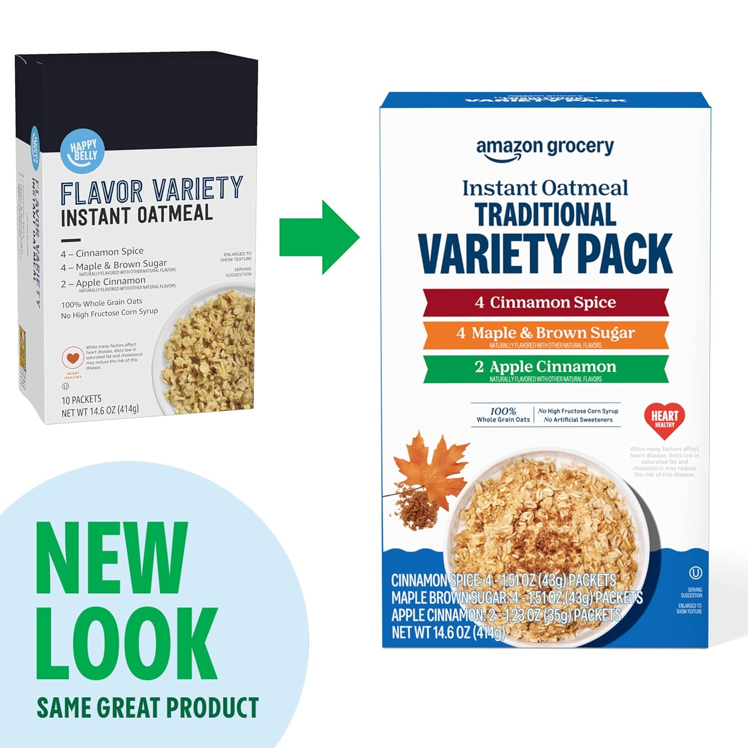 Amazon Grocery, Traditional Variety Instant Oatmeal, 14.6 Oz, 10 Ct - Image 5