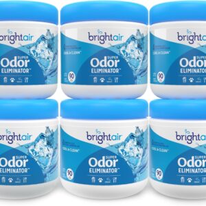 Bright Air 14 oz. Super Odor Eliminator, For Medium-Size Spaces, Cool & Clean Scent, Case of 6,Air Freshener, Natural Essential Oils, Lasts Up to 90 Days Each