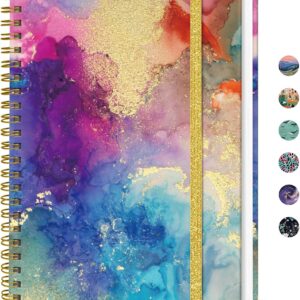 Taja Spiral Lined Journal for Women, Notebook for Work with Pretty Cover, 140 College Ruled Pages, Hardcover Notebook for Journaling, Note Taking, Bible Study, Color Splash