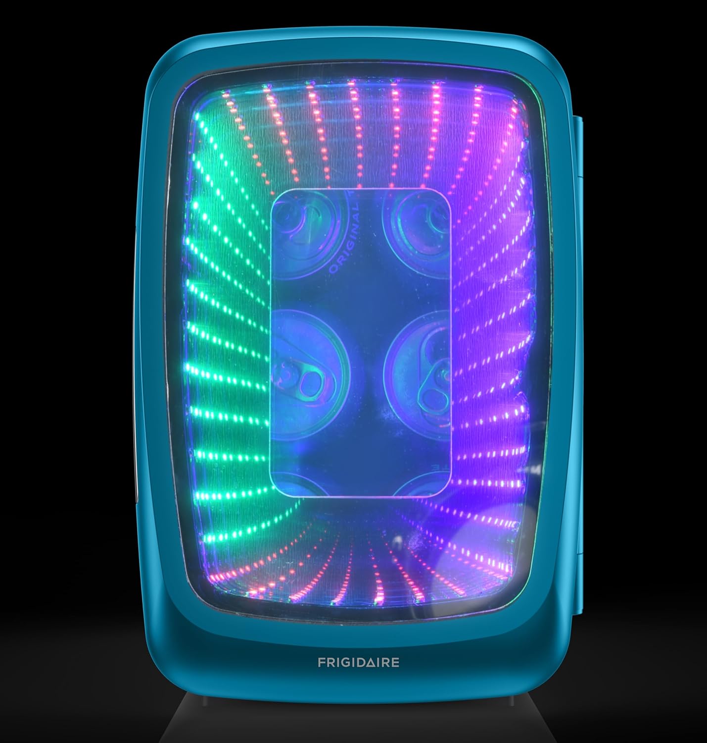 Frigidaire Gaming Light Up Mini Beverage Refrigerator, 6 can, 4 liters, Cooler with large see through door and LED lights Perfect for Gaming Experience, Home, Office, or Cars.12V Charger (Blue) - Image 9