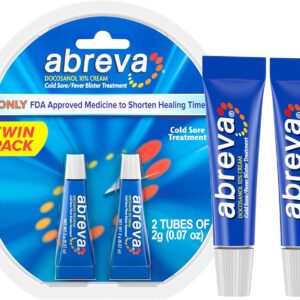 Abreva 10 Percent Docosanol Cold Sore Treatment, Treats Your Fever Blister in 2.5 Days – 0.07 oz Tube x 2