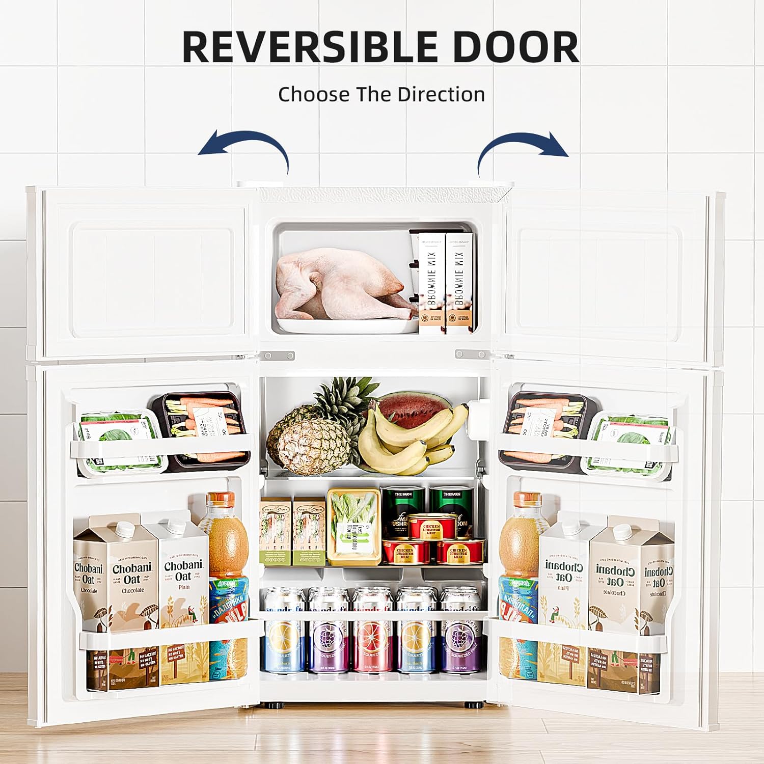 Antarctic Star Mini Fridge with Freezer, Double Door Compact Refrigerator, Adjustable Thermostat, Small Fridge for Bedroom Office Dorm Apartment, 2.45 Cu.Ft, White - Image 7