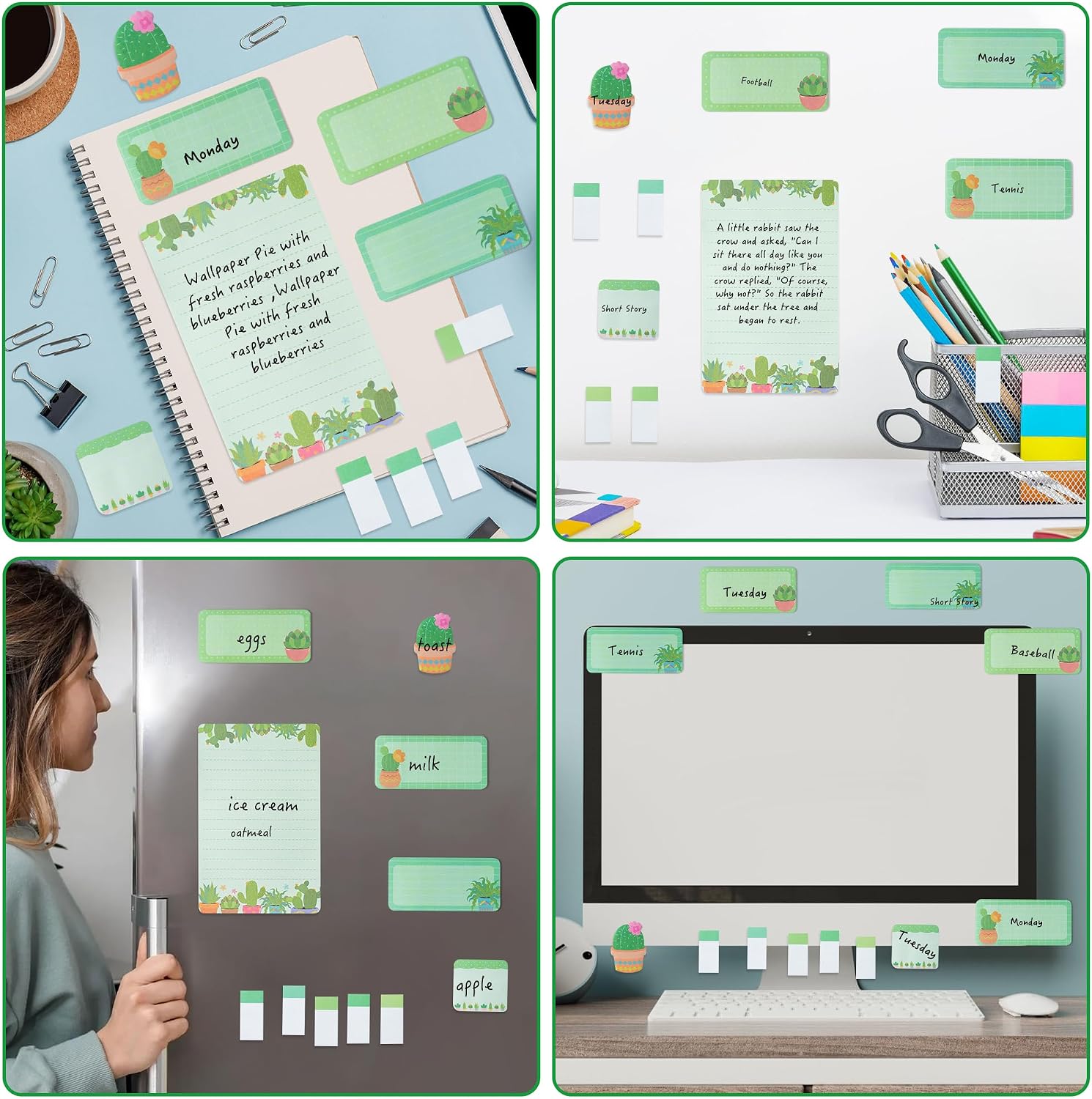 Xqumoi We Grow When Things are Hard Sticky Notes Set, 550 Sheets, Cute Cactus Shaped Self-Stick Notes Pads Plant Divider Tabs Bundle Writing Memo Pads Back to School Office Supplies Small Gift - Image 7