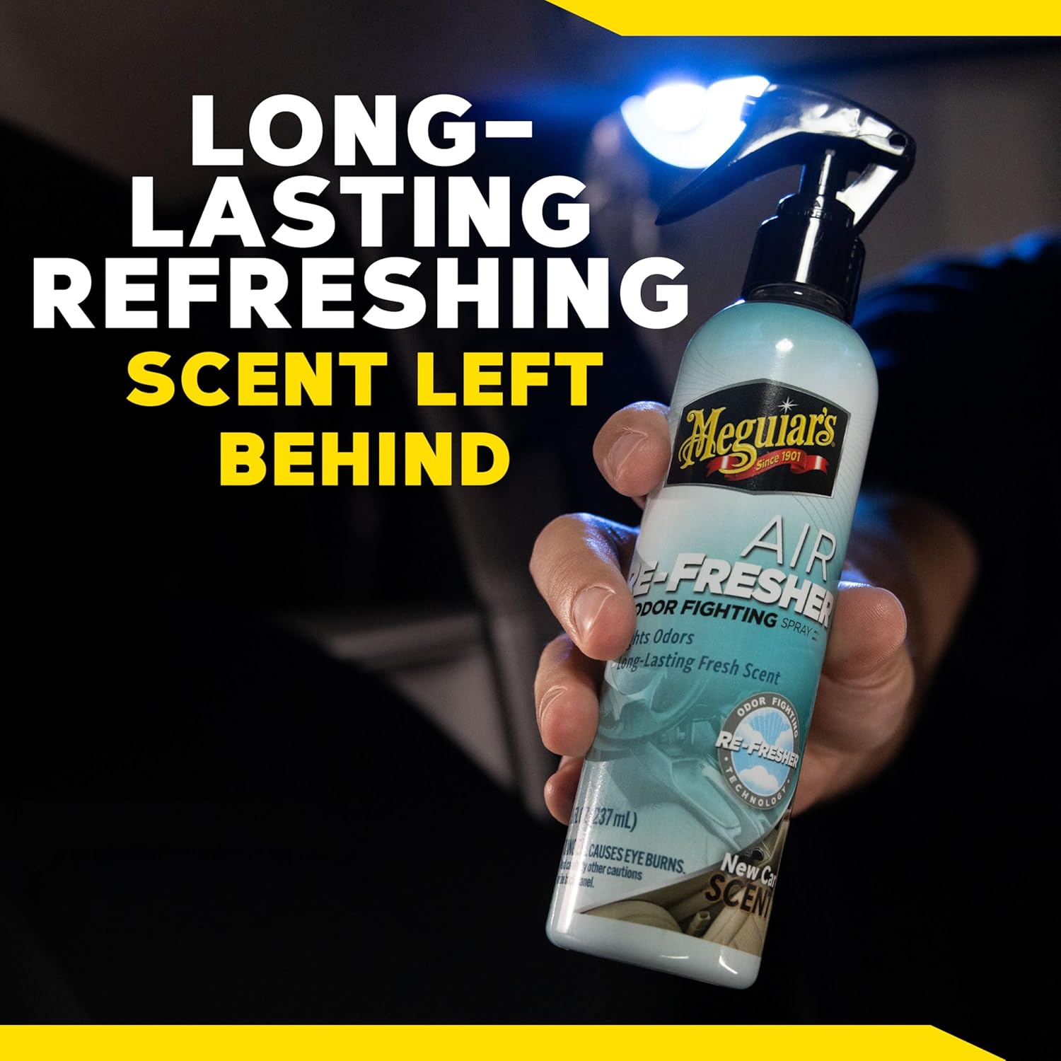 Meguiar’s Air Re-Fresher Odor Fighting Spray - New Car Scent - Convenient Car Air Freshener that Instantly Fights Odors and Leaves Behind a Long-Lasting New Car Scent, 8 Oz Trigger Spray - Image 8