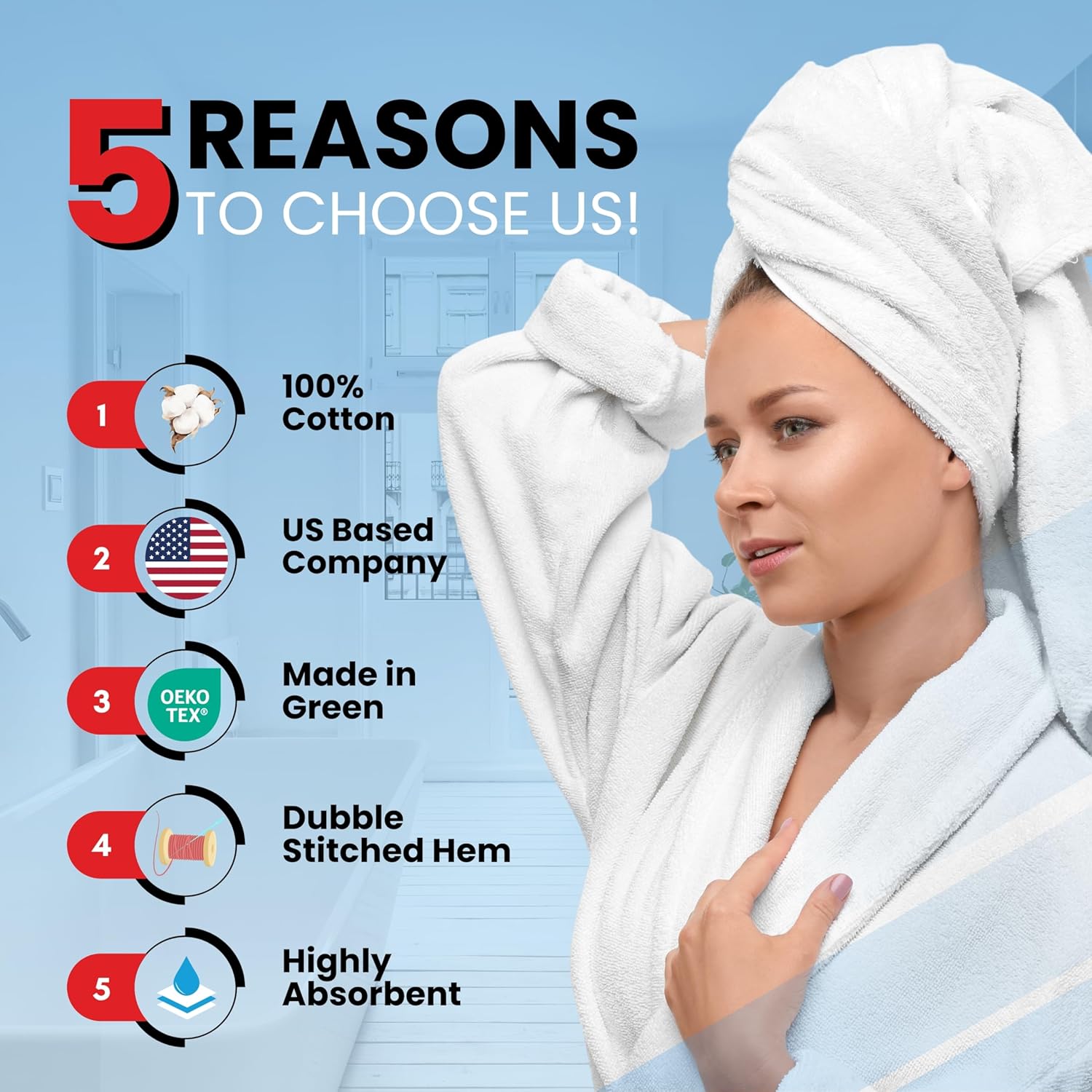Infinitee Xclusives Luxury 100% Cotton Towel Set – 8 Piece Bathroom Towel Set (2 Bath Towels, 2 Hand Towels, 4 Washcloths) – Soft & Absorbent Towels for Bathroom (Charming Grey) - Image 2