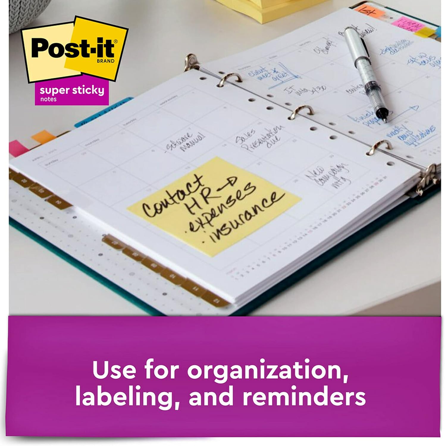 Post-it Super Sticky Notes, 12 Sticky Note Pads, 3 x 3 in., School Supplies, Office Products, Sticky Notes for Vertical Surfaces, Monitors, Walls and Windows, Canary Yellow - Image 5