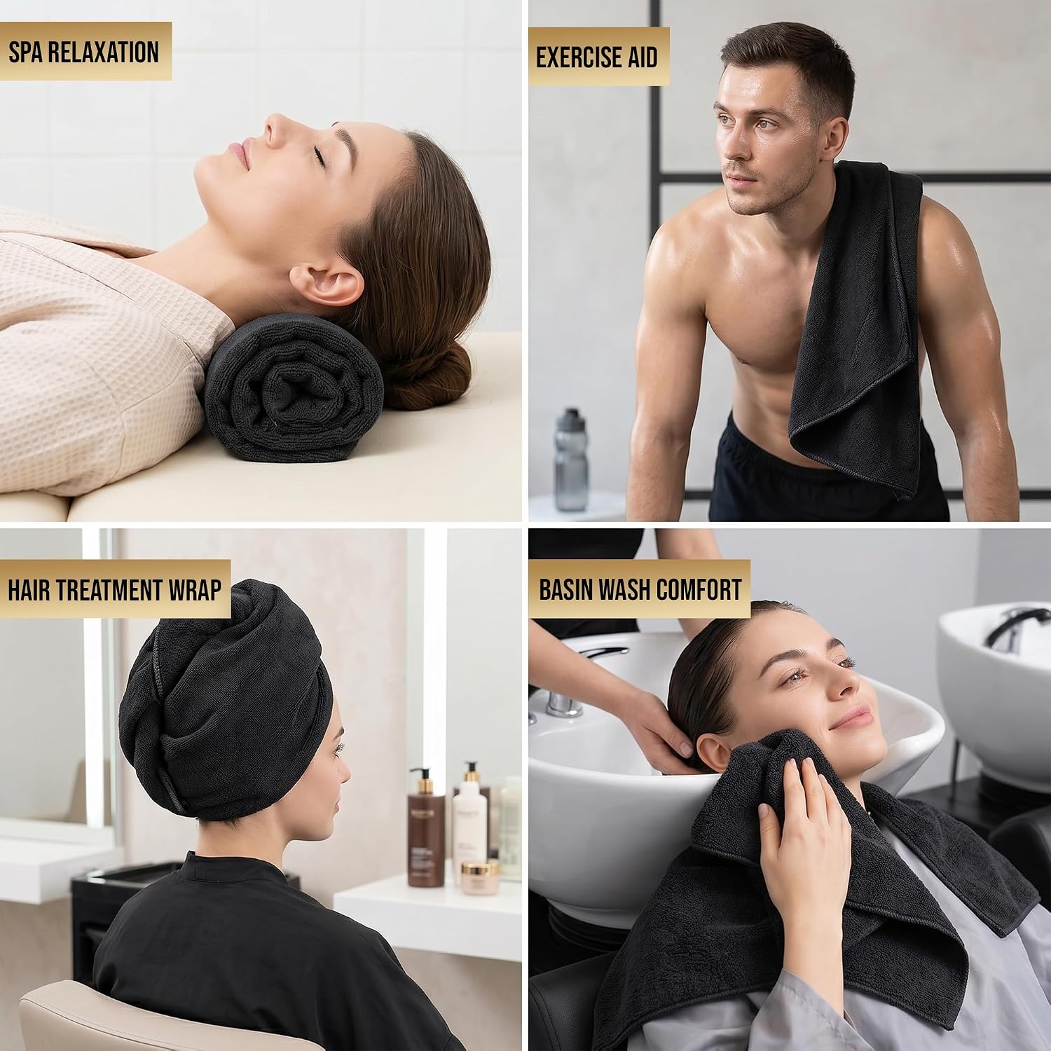 Utopia Towels Microfiber Bleach Safe Salon Towel 16 by 27 inches, 24 Pack Gym Hand Towels, Black - Image 7