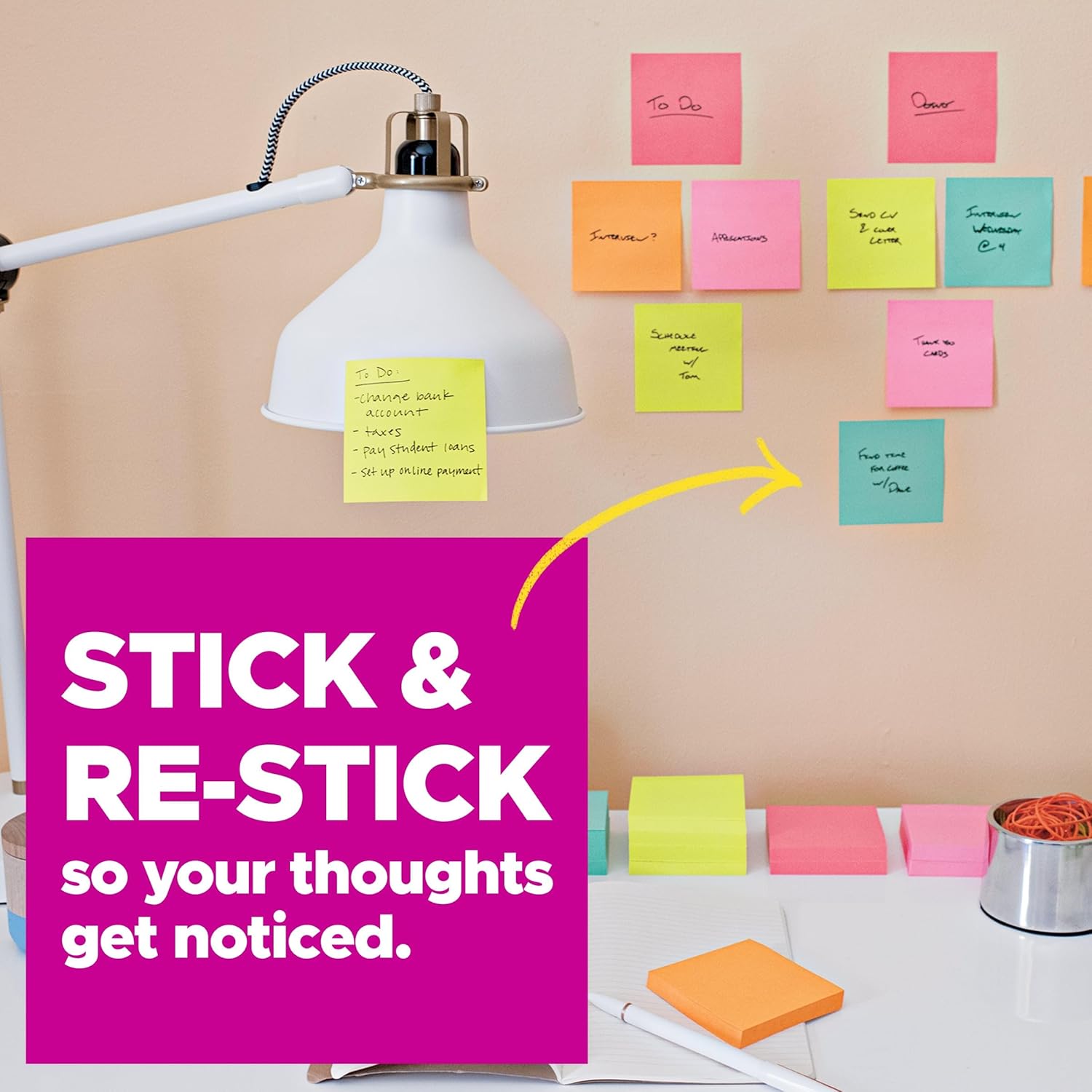 Post-it Super Sticky Notes Cube, 3 in. x 3 in., 1 Sticky Notes Pad, 360 Sheets, Bright Colors, Aqua Splash, Sunnyside, and Power Pink - Image 5