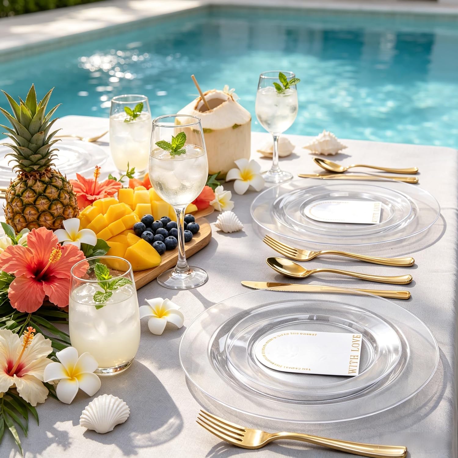 FLOWERCAT 60PCS Clear Plastic Plates - Disposable Clear Plates Heavy Duty for Christmas Party/Wedding/New Year - Include 30PCS 10.25inch Dinner Plates and 30PCS 7.5inch Dessert/Salad Plates - Image 10