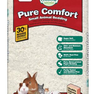 Oxbow Pure Comfort Small Animal Bedding, Odor & Moisture Absorbent Litter for Bunny Litter Box, Low Dust Bedding for Guinea Pig Cage, White Paper, 36 Liter Bag