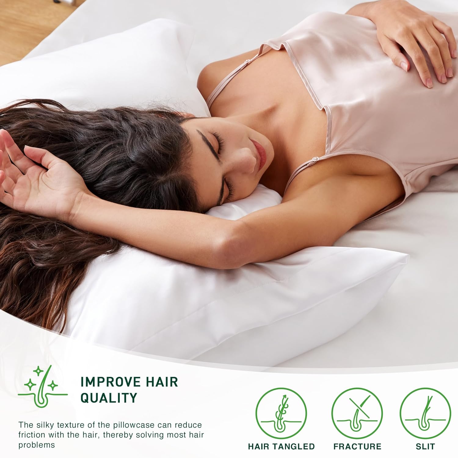 Love's cabin Satin Pillowcase Set of 2 Queen Size 20x30, Cooling Pillow Covers for Hair and Skin, Silky Smooth with Envelope Closure, Similar to Silk, White - Image 5