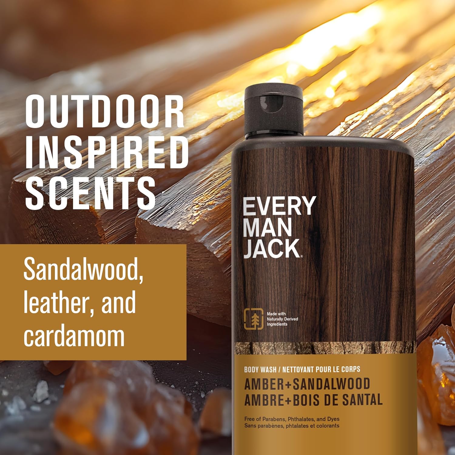 Every Man Jack Amber+Sandalwood Hydrating Mens Body Wash for All Skin Types-Cleanse, Nourish, and Hydrate Skin with Naturally Derived Ingredients-Paraben Free, Phthalate Free, Dye Free-24oz(Pack of 2) - Image 4