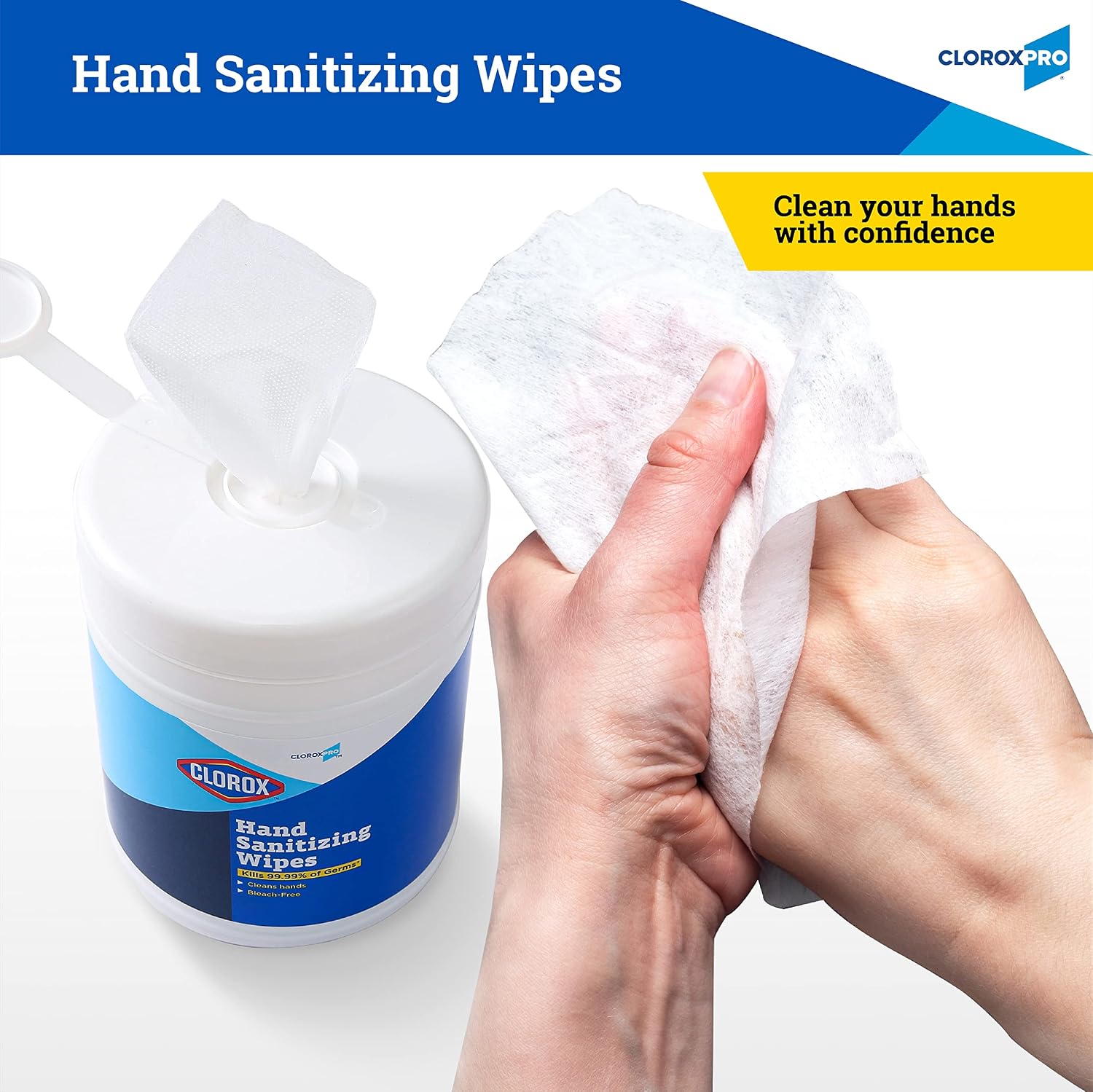 Clorox Pro Alcohol Free Hand Sanitizer Wipes with BZK, Gentle Bleach-Free Sanitizing Wipes for Hands - 0.13% BZK Formula, FDA Registered, Resealable Bulk Canister, 270 Count - Image 4