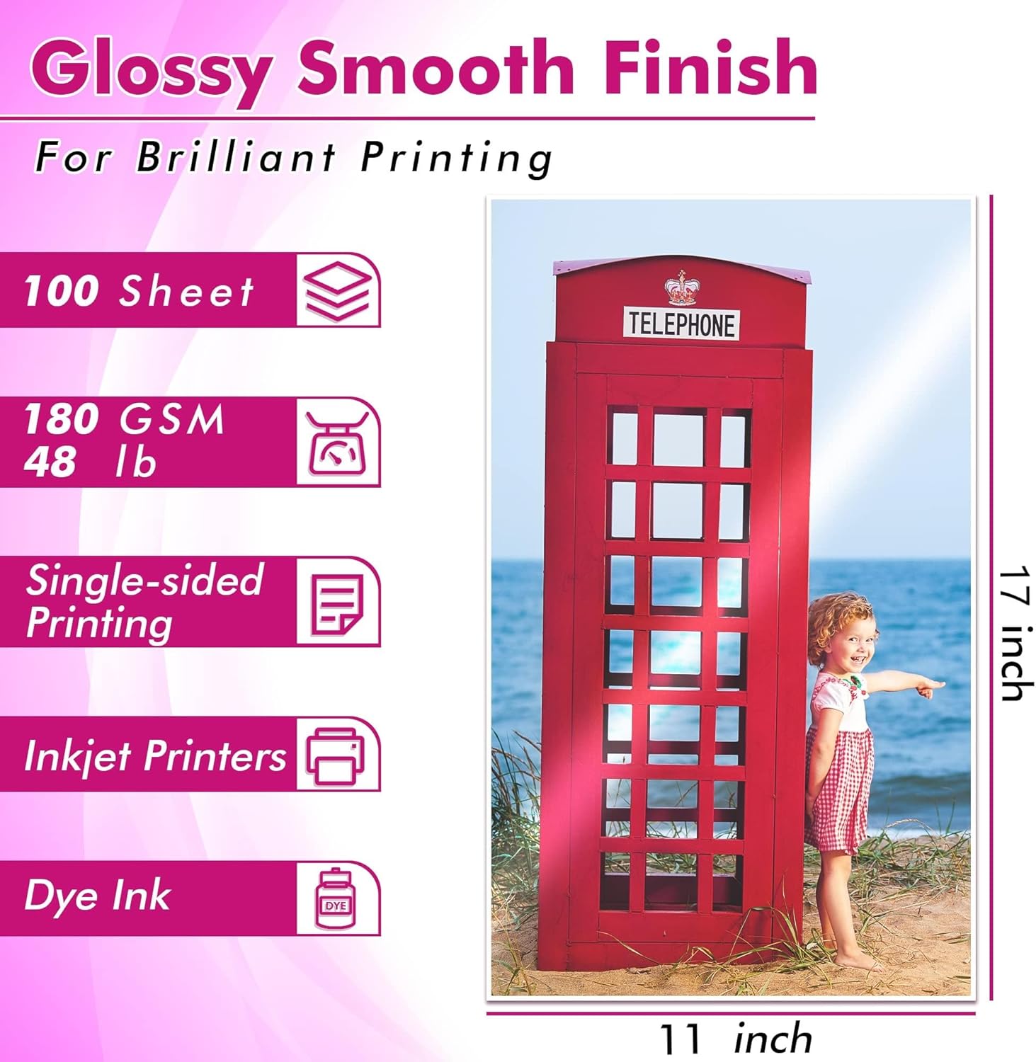 Koala Glossy Inkjet Photo Paper 11X17 Inches 48lb 100 Sheets Professional Glossy Photographic Paper Compatible with Inkjet Printer Use DYE INK 180GSM - Image 2